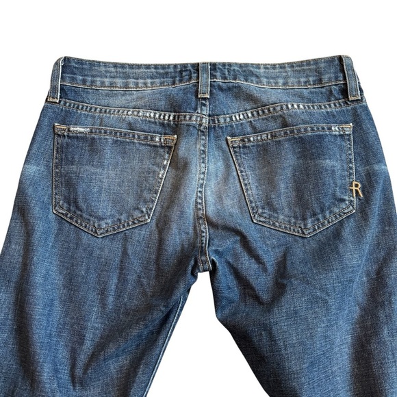 Rich And Skinny Classic Blue Straight Jeans with Faded Wash Distressing Size 26 - Picture 5 of 6